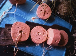 Jabón Natural de arcilla rosa, Calendula y manzanilla, hilo yute para colgar & esponja vegetal!
