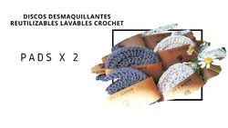 Discos Pad Desmaquillantes Reutilizables Lavables Crochet x2